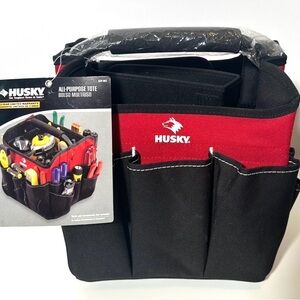 NWT Husky 10” Tool Tote With 16 External Pockets Steel Handle With Foam Grip